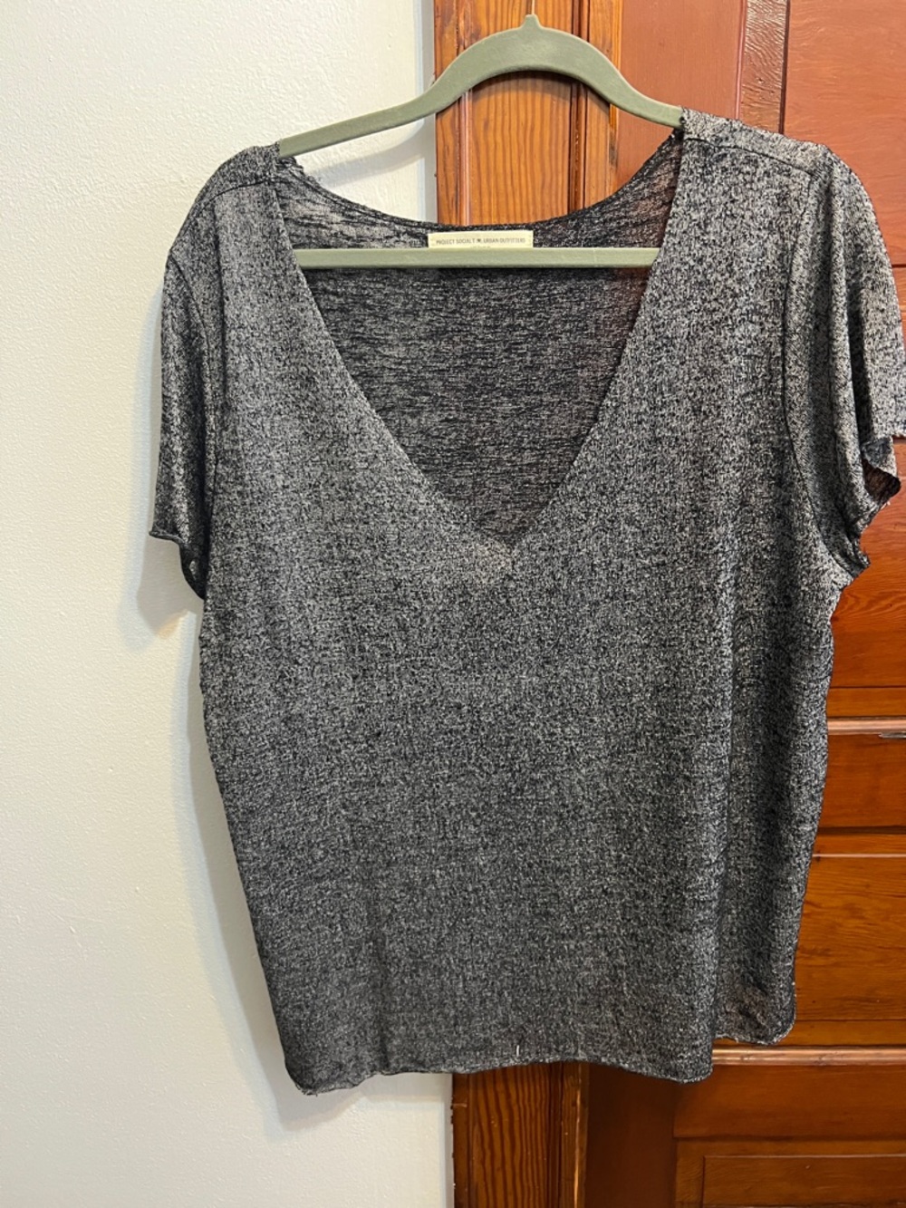 Project Social T Heathered Gray V-Neck Short Sleeve Tee